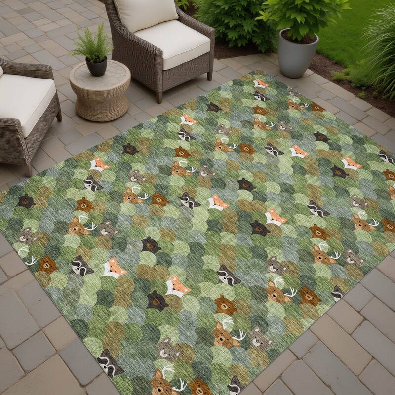Machine Washable Indoor/ Outdoor Whimsy Critters Chantille Rug