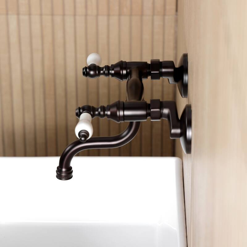 Kingston Brass Kingston Two-Handle 2-Hole Wall Mount Bathroom Faucet