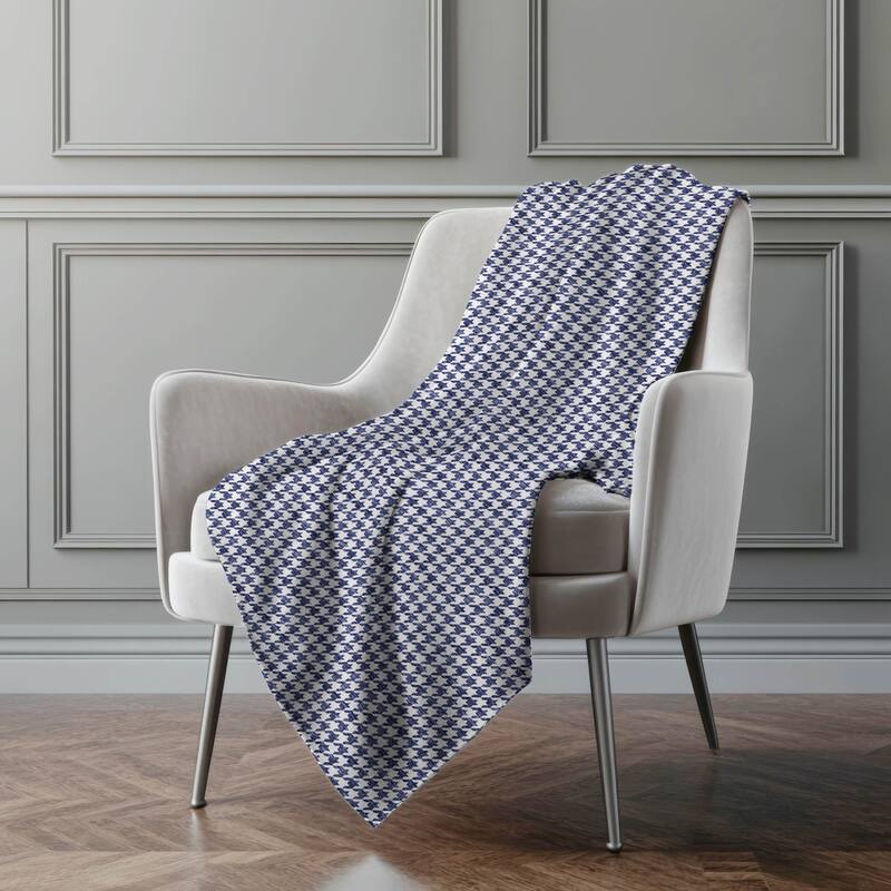 Premium Machine Washable ASB137 Modern Houndstooth Sherpa Throw Blanket