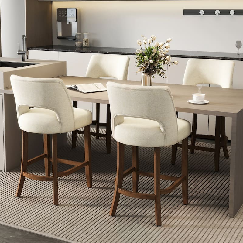 Set of 2/4/6,Upholstered Counter Height Bar Stools,Modern Counter Stools with Wood Legs for Kitchen Island Dining Room Bar