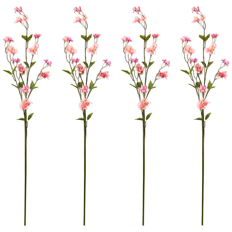 Sweet Pea and Purslane Artificial Floral Sprays - 46" - Pink and Purple - Set of 4
