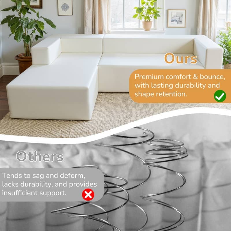 Modular Plush Sofa, All-Foam No Springs, Space-Saving for Living Room