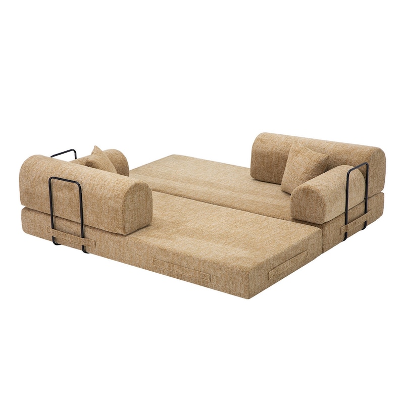 Convertible Sleeper Sofa Bed Corduroy Folding Mattress Couch with Fixed-Shape Frame