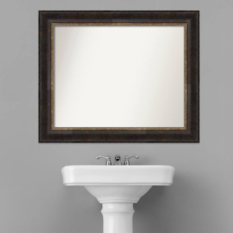 Non-Beveled Bathroom Wall Mirror - Varied Black Frame - Varied Black