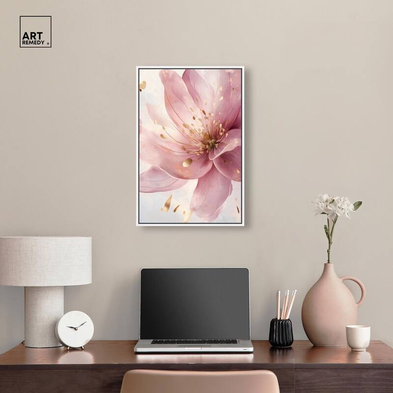 Pink and Gold Bloom Canvas by Art Remedy