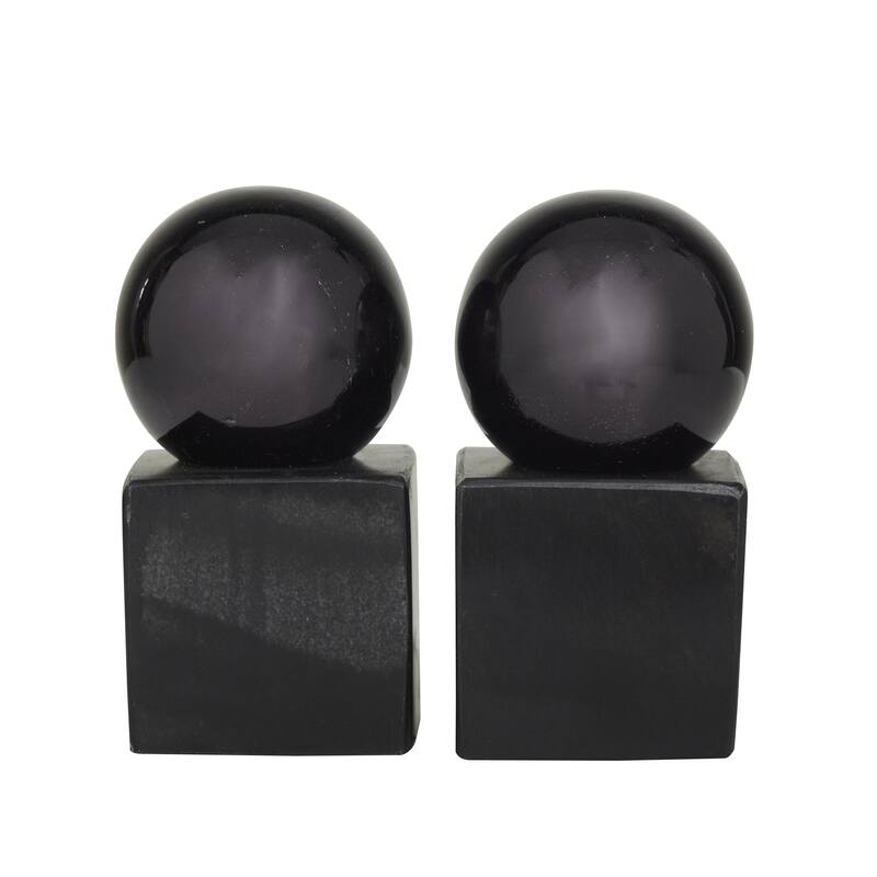 Marble Orb 7 or 10 lbs Decorative Bookends - Set of 2 Silver, Gold, Black - CosmoLiving by Cosmopolitan