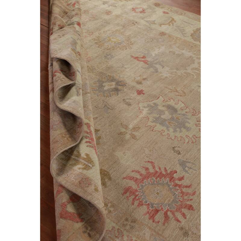 Hand Knotted Oriental 100% Wool Carpet Transitional All-Over Beige & Ivories Oushak Area Rug - 10' 5'' X 8' 3''