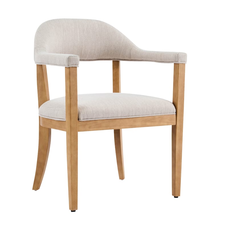 Christopher Knight Home - Mid-Century 5-Piece Set Wood Dining Table Set with 4 Upholstered Arm Chairs