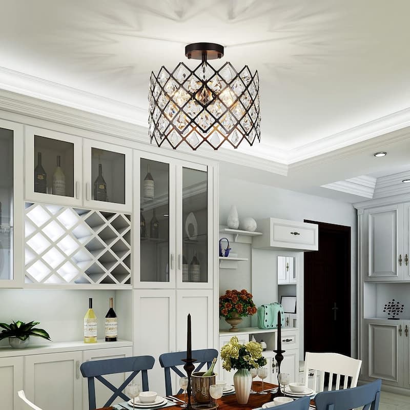 3-light ceiling light bronze hallway light metal, crystal kitchen light