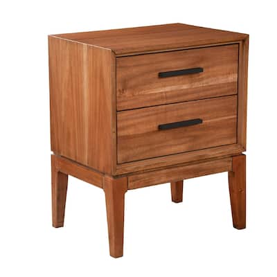 Honey Brown 2 Drawer 20 in. W Nightstand with Sturdy Hardware and Ample Storage