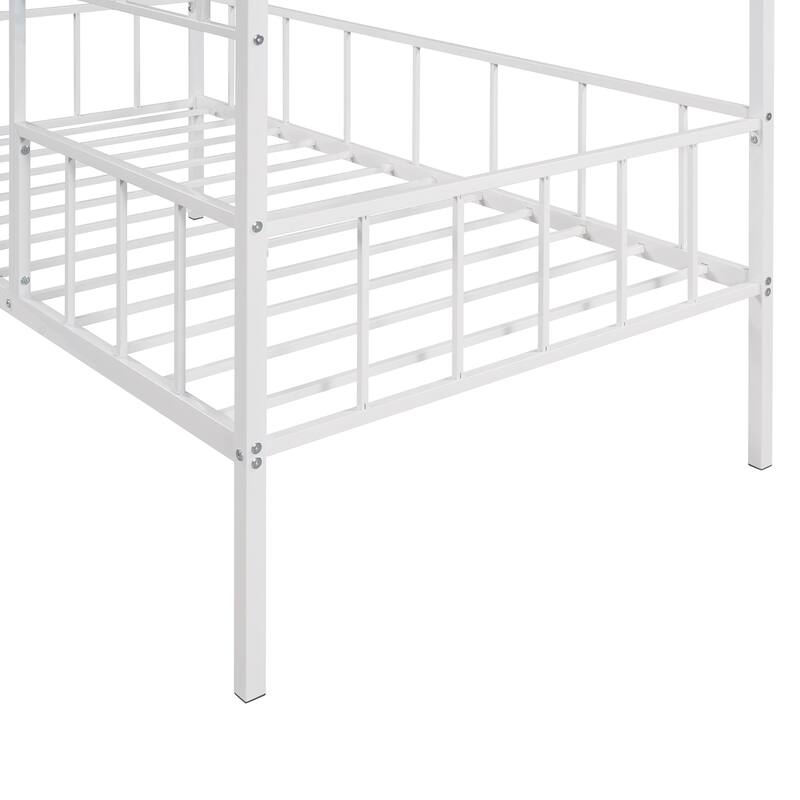 Metal House Bed Frame for Kids with Treehouse Design and Storage Space