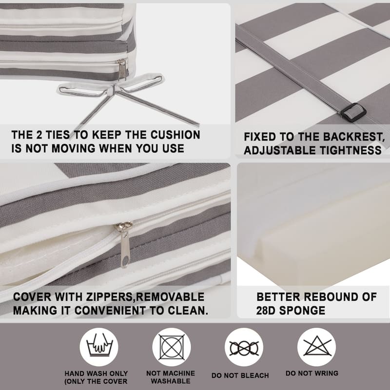 GDFStudio Bula Outdoor Chaise Lounge Cushion with Removable Cover (Set of 2)-ONLY CUSHION - 74.41" x 22.05"
