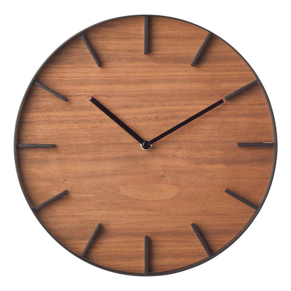 Yamazaki Home Wall Clock, Steel & Wood - L 1.65 x W 10.43 x H 10.43 inches