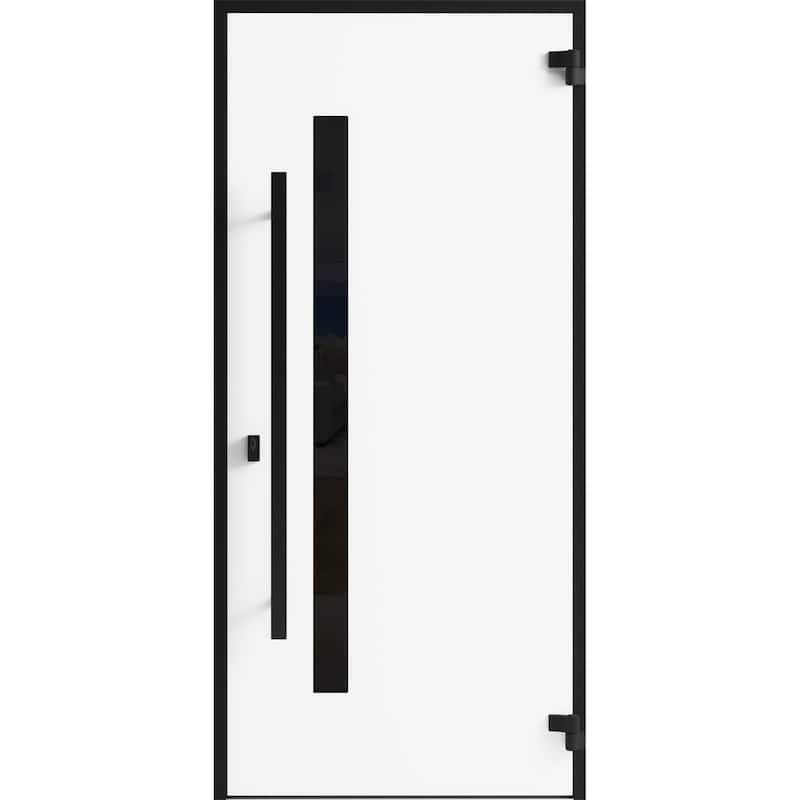 Front Exterior Prehung Steel Door Ronex 0144 Grey Entry Metal Painted W36xH80 Left hand Inswing