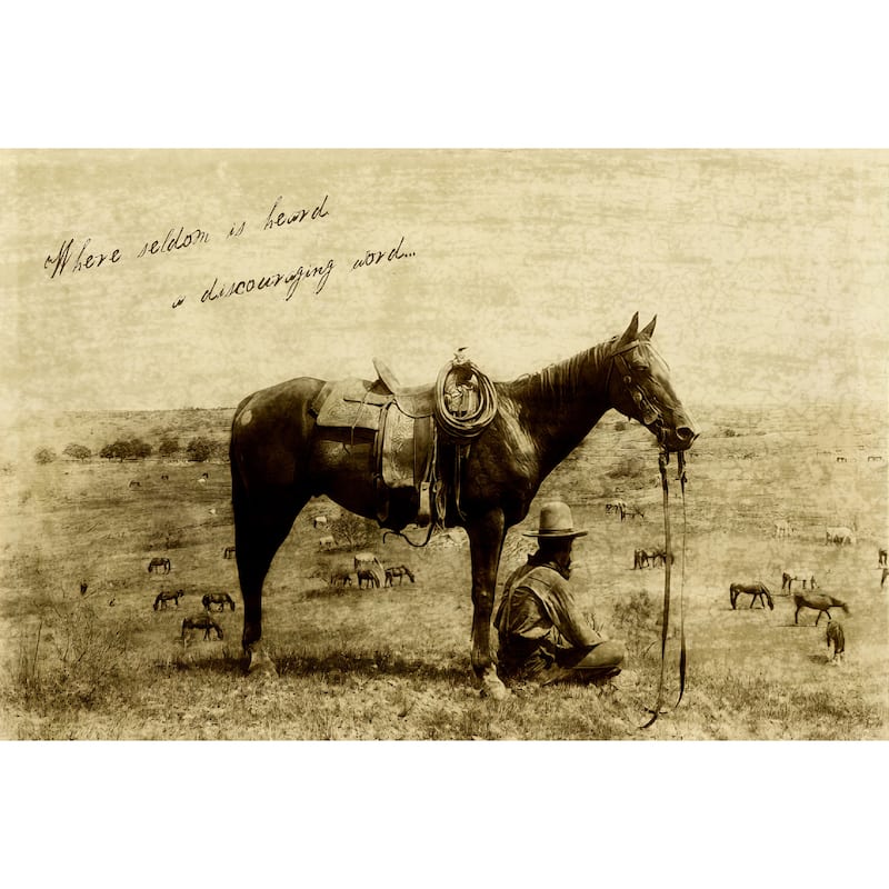 Cowboy and Horse Home on the Range Wall Art by Grotto Studios