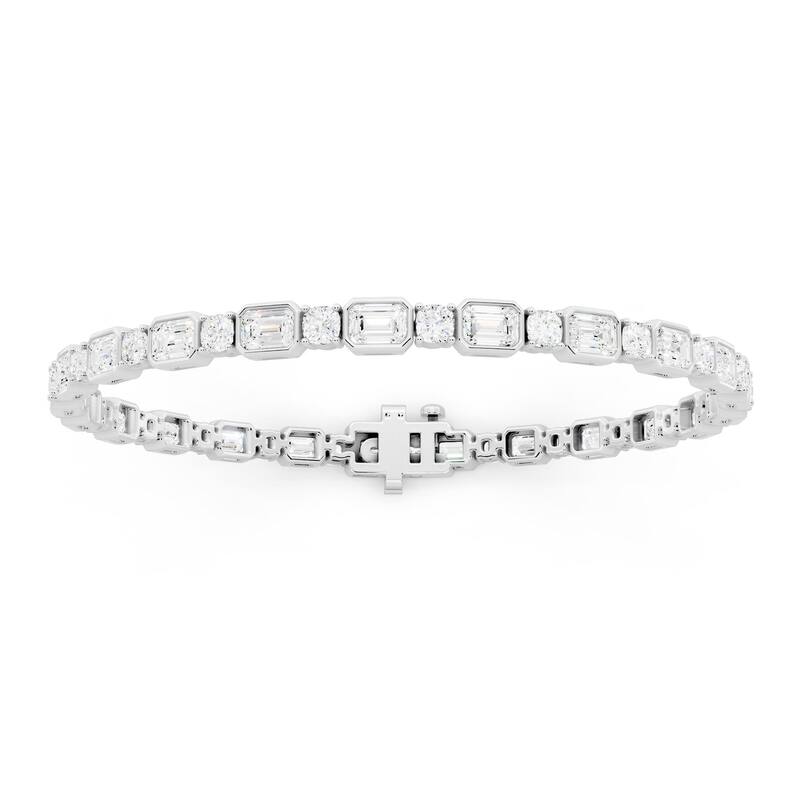 Auriya 14K Gold Lab Grown Diamond Bezel Tennis Bracelet 9 1/3 ct. tw. (E-F VS) - White