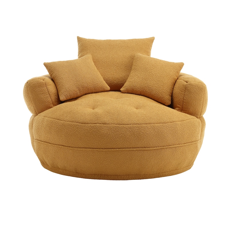 Chenille Sponge Single Sofa, Oversized Round Accent Chair Sleeper Couch Chaise Lounges for Living Room Bedroom Projection Room
