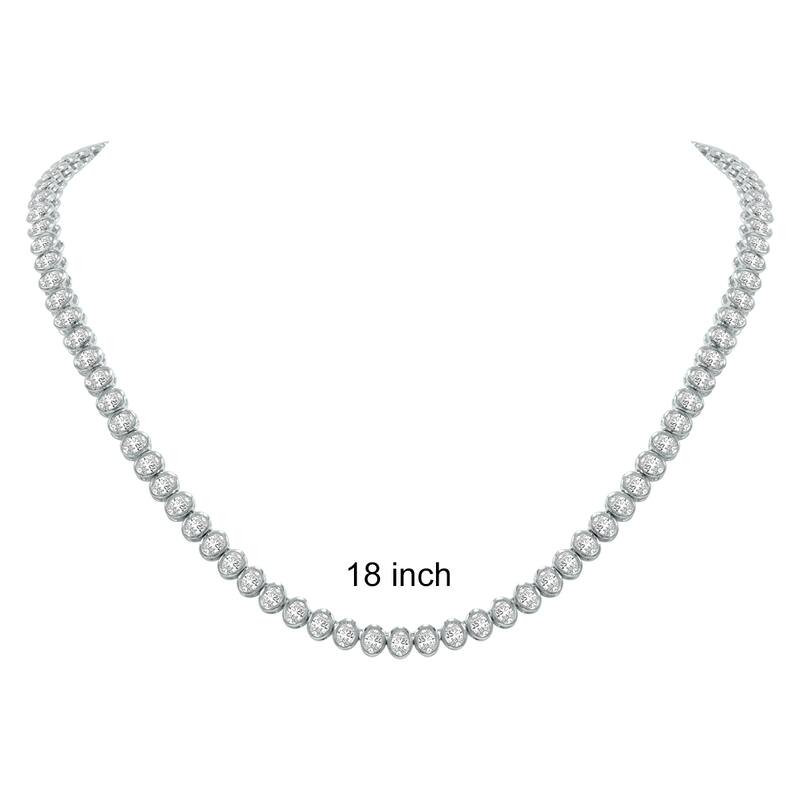 Marquee 10 Carat TW Oval Shape Lab Grown Diamond Bezel Set Necklace in 14K White Gold
