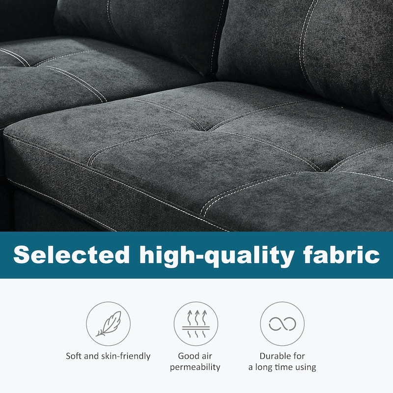 Classic and Cozy L-shape Pull-out Sleeper Sectional Sofa