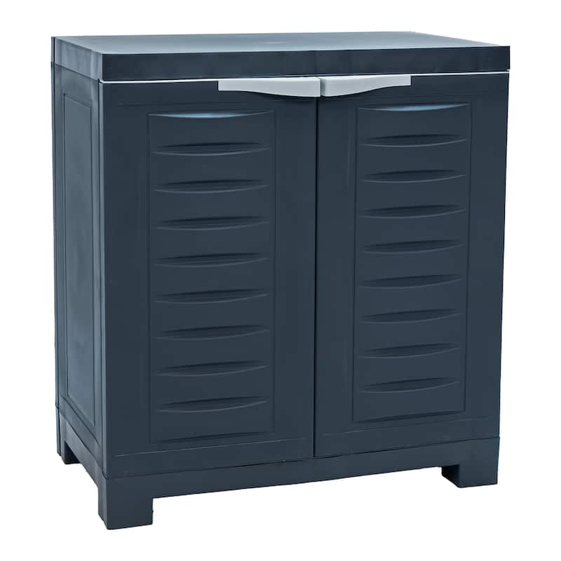 Sunnydaze Plastic Garage Storage Cabinet with Adjustable Shelf - Charcoal