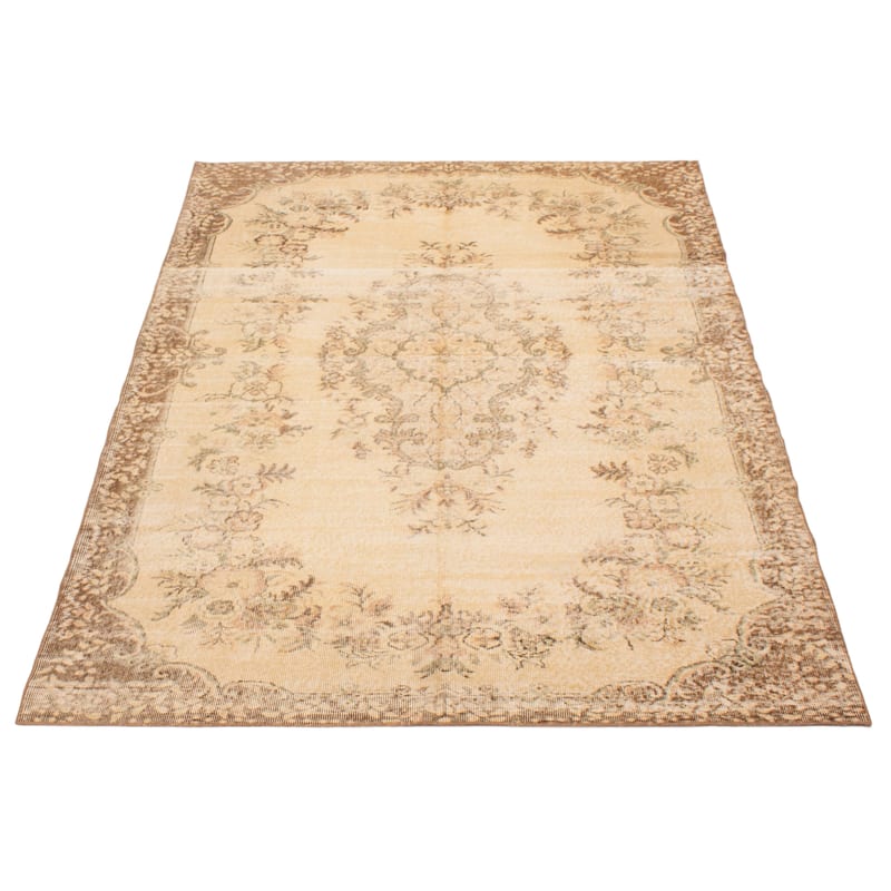 ECARPETGALLERY Hand-knotted Antalya Vintage Beige Wool Rug - 5'9 x 8'6