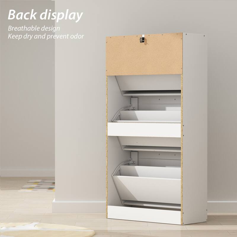 Shoe Cabinet with Flip Drawer for Entryway Rack Storage Organizer