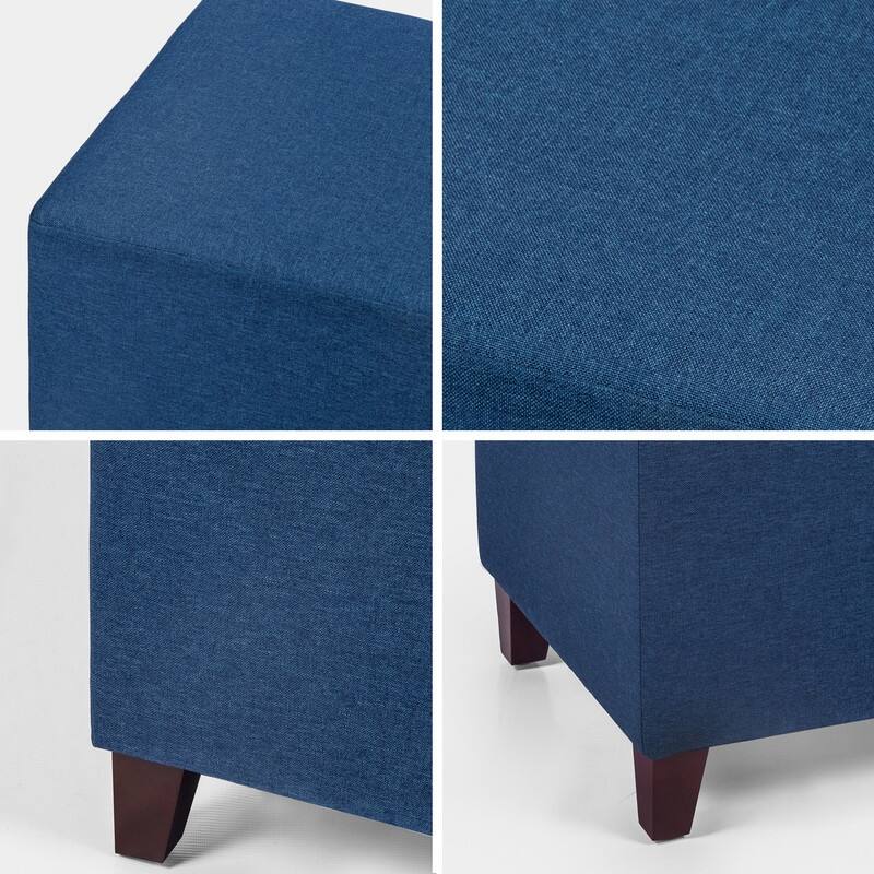 Adeco Simple British-style Cobalt Blue Cube Ottoman Footstool