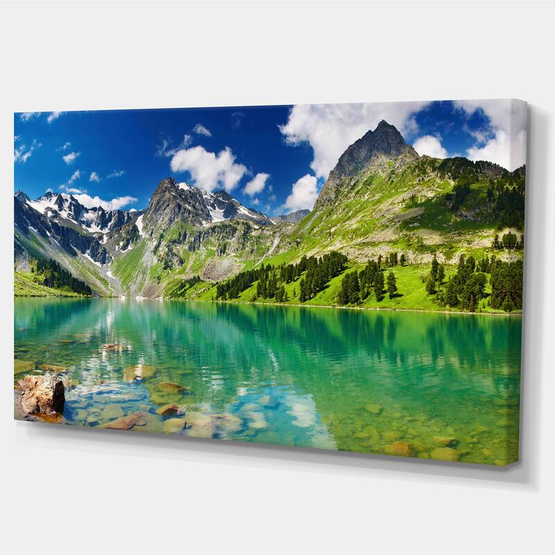 Designart - Bright Day Mountain Lake Photography Canvas Art Print