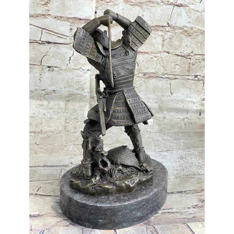 Japanese Samurai Warrior Swinging Katana Sword Bronze Statue Sculpture Figure Kamiko 10 Inches X 6 Inches