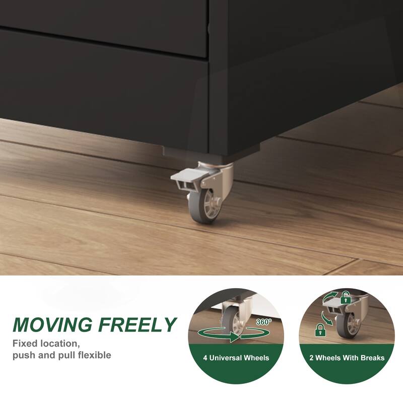Versatile Lockable Metal File Cabinet with Mobility and Storage Capacity