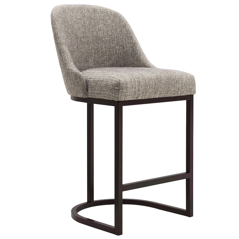 Leick Home Upholstered Barrelback Counter Stool with Metal Base