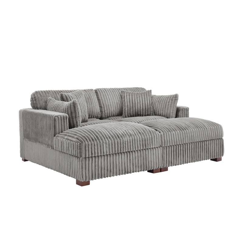 Modern Modular Flannel Fabric Upholstered Sectional Sofa with Square Arm