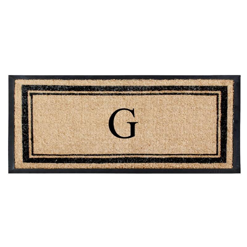 A1HC Natural Coir & Rubber Non Slip Thin Profile Front Door Large Monogrammed Door Mats 30x60 Inches - 30"x60" - G