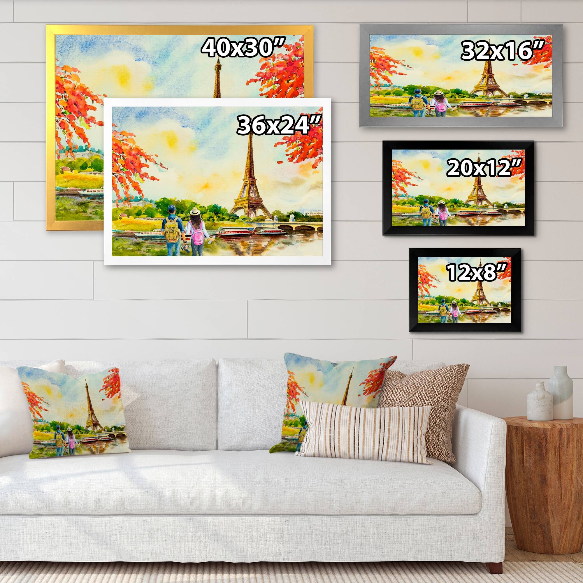 Designart "Romantic Couple In Love In Paris VI" French Country Framed