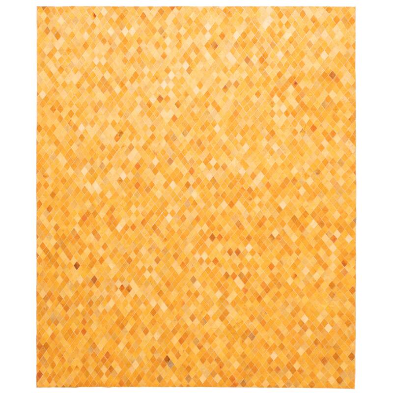 ECARPETGALLERY Handmade Cowhide Patchwork Orange Leather Rug - 8'1 x 10'0