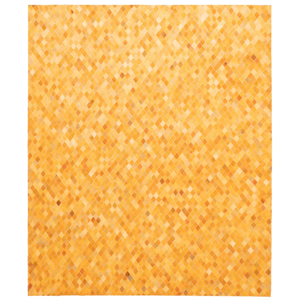 ECARPETGALLERY Handmade Cowhide Patchwork Orange Leather Rug - 8'1 x 10'0