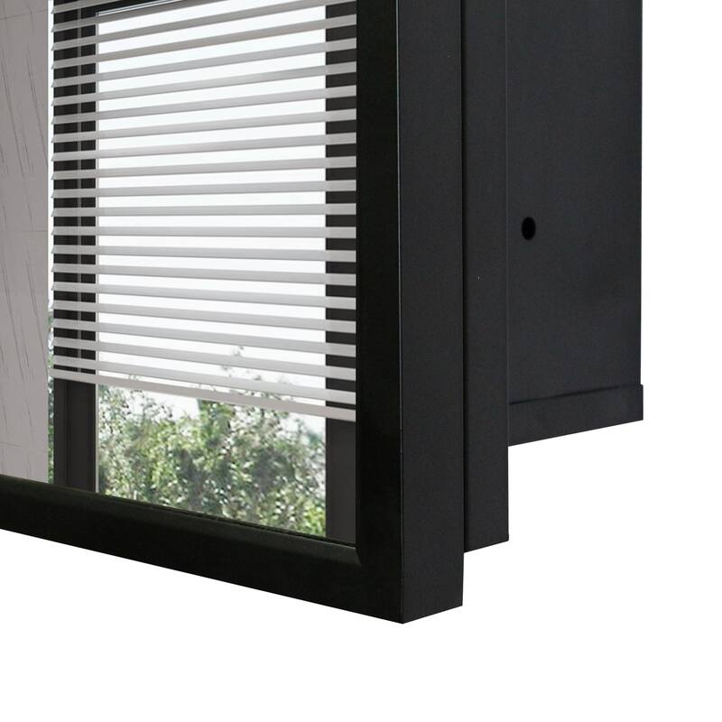 Medicine Cabinet Mirror, Wall-Mounted or Recessed Installation, Black Iron Powder Material, Removable Shelf for Bathroom