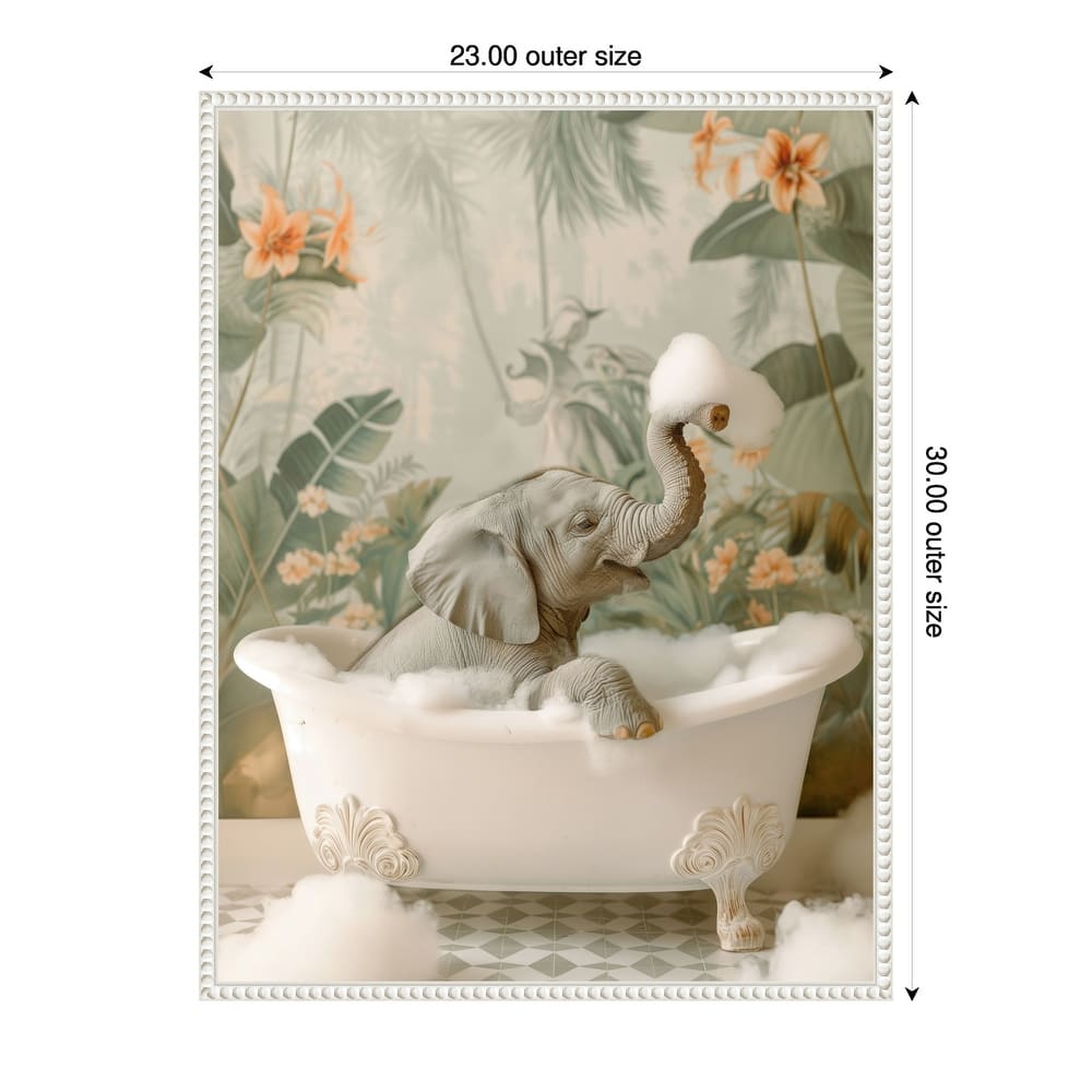 Elephant Bubble Bliss by Niky Rahner Framed Canvas Wall Art