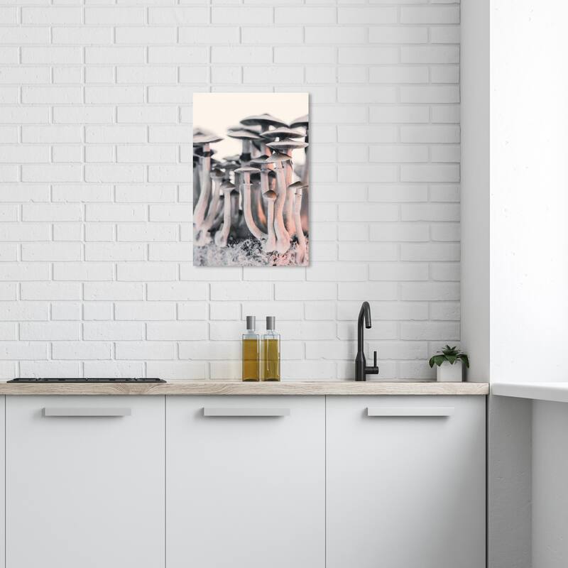 Wynwood Studio Canvas Nature and Landscape Silver Mushrooms White and Modern & Contemporary Wall Art Canvas Print - 24 x 16