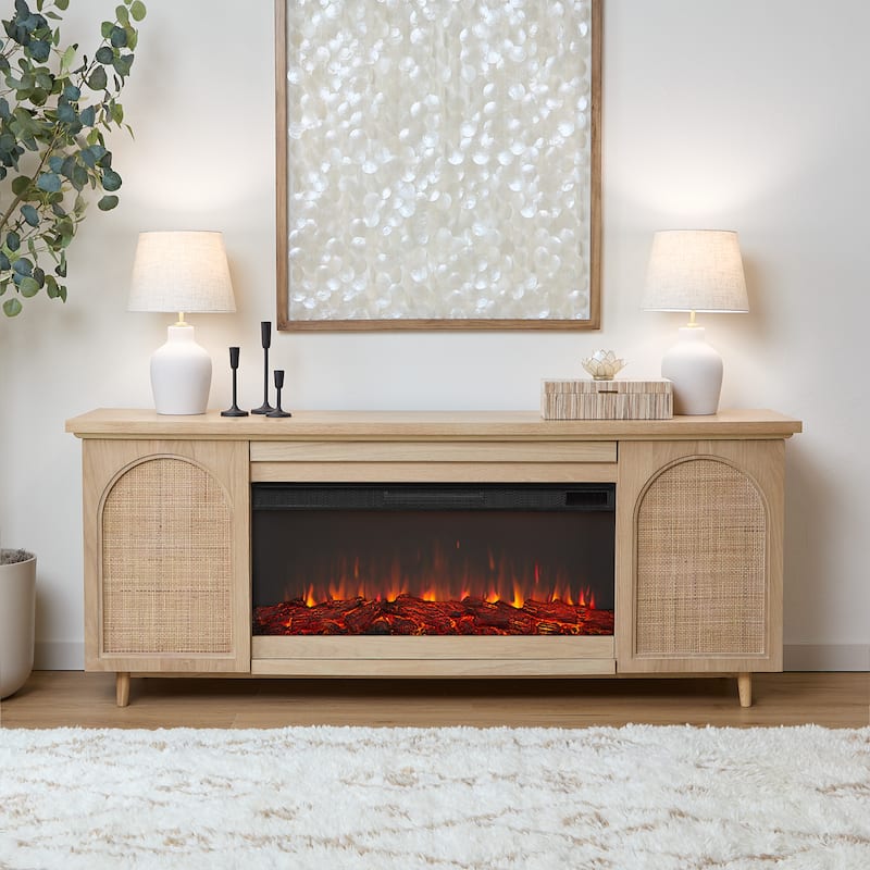 Dahlia Landscape Electric Fireplace in White Oak by Real Flame