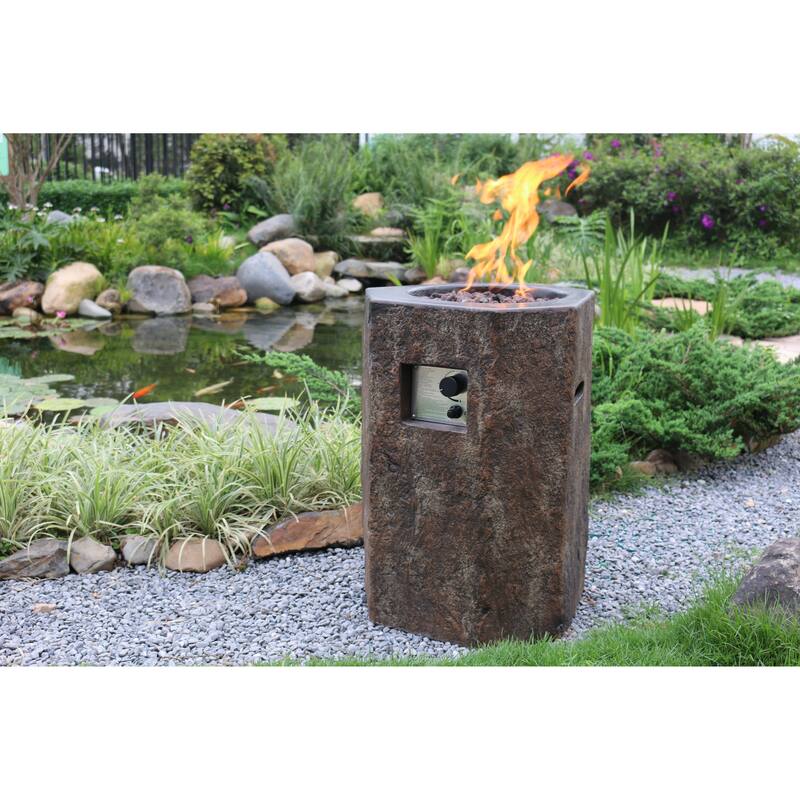 Modeno Basalt Column Fire Pit, Cast Concrete, Propane, 40,000 BTUs