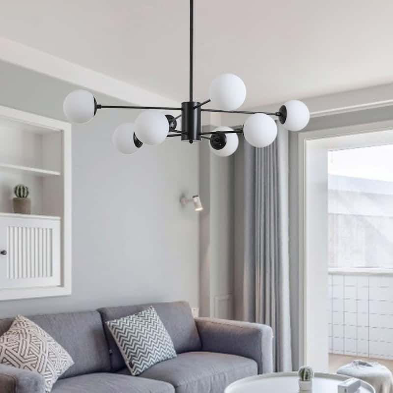 Mid-century Modern 8-light Glass Bubble Sputnik Chandelier