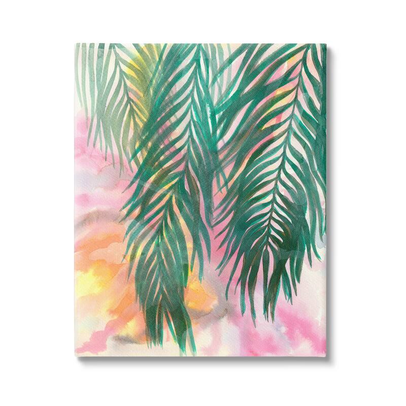 Stupell Hanging Palms Tropical Plant Pink Watercolor Effect Canvas Wall Art, Design by Elvira Errico - 36 x 48