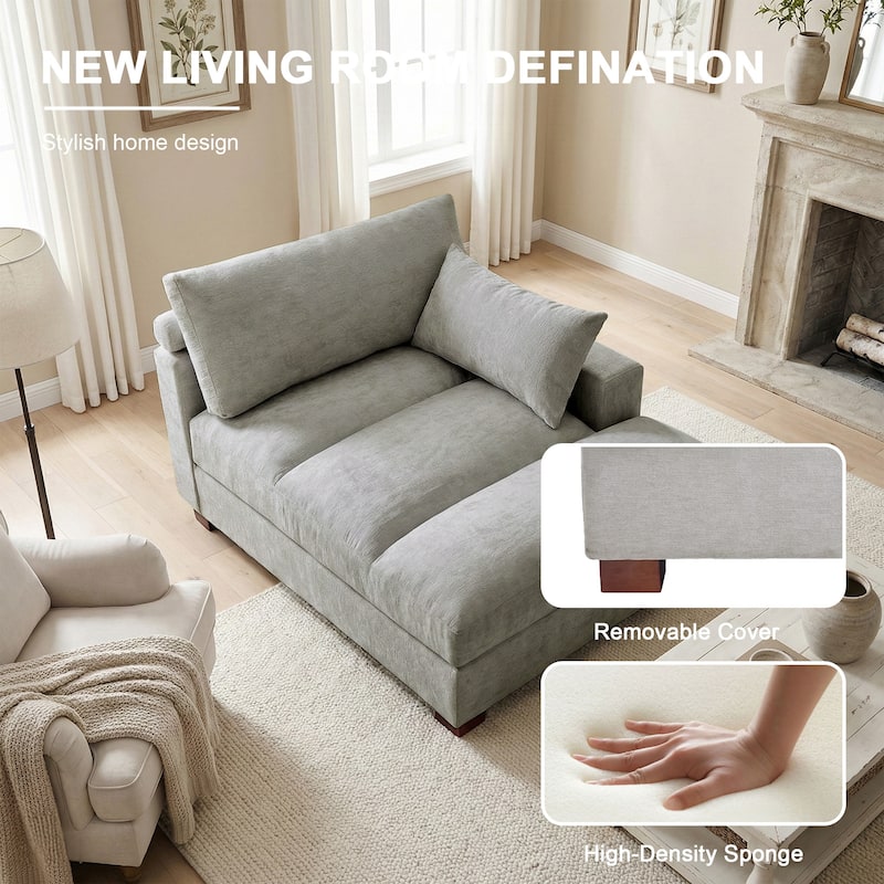 42"W Chenille Upholstered Chaise Lounge