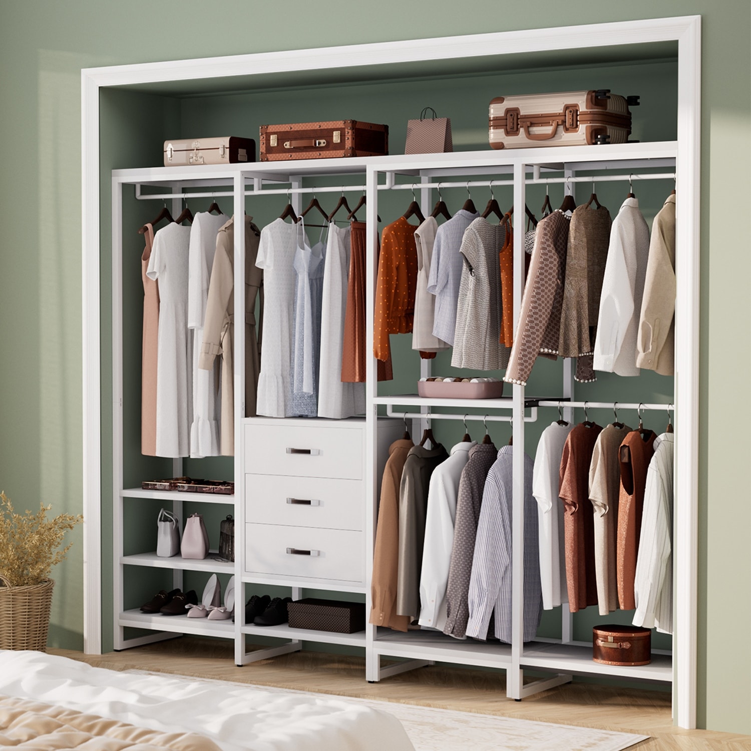 dresser with hanging rack Sorbus Clothing 2 Drawers,Black Transform your space with the Black 6 EDX Dresser for Bedroom with