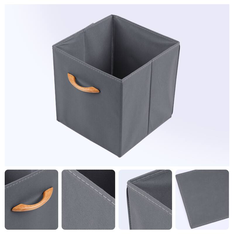 Set of 3 Fabric Storage Cube, Storage Bin with Handle for Shelves Closet, Collapsible Storage Basket for Organizing Clothes - Gray