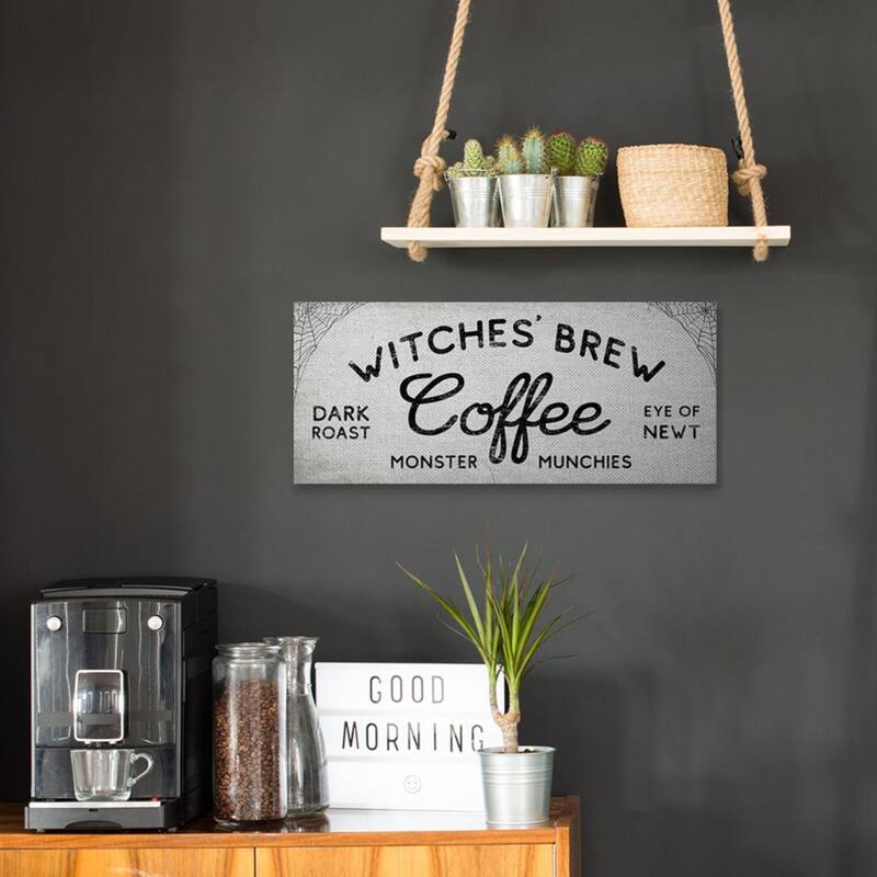 Stupell Witches' Brew Coffee Charming Halloween Design Canvas Wall Art