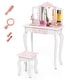 preview thumbnail 2 of 53, Costway Kids Vanity Table & Stool Set with Cute Polka Dot Print - See Details