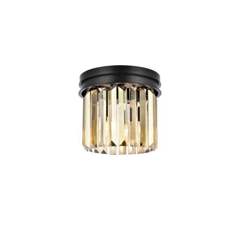 Royce Edge 3-Light Matte Black Flush Mount - matte black (royal cut golden teak crystals)