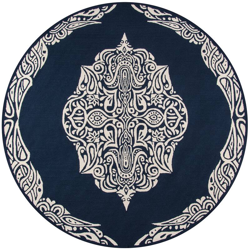 Momeni Veranda Hand Hooked Traditional Medallion Indoor Outdoor Rug